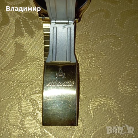 Часовник Атлантик златно покритие, снимка 3 - Антикварни и старинни предмети - 44178375