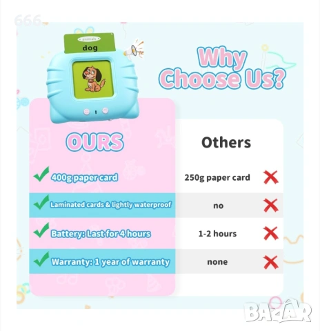 Образователна играчка с говорещи флаш карти, за деца 2-6 години, снимка 6 - Образователни игри - 53333014