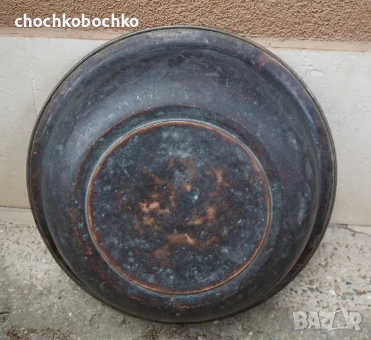 Стар Голям меден бакърен леген бакърен съд , снимка 4 - Антикварни и старинни предмети - 55785463