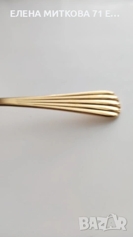 Комплект от 6 бр. немски позлатени кафени лъжички с оребрена дръжка, снимка 7 - Прибори за хранене, готвене и сервиране - 53407497