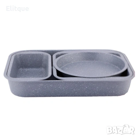 Комплект 4 тави за печене Cheffinger с мраморно незалепващо покритие , снимка 2 - Други стоки за дома - 53178819