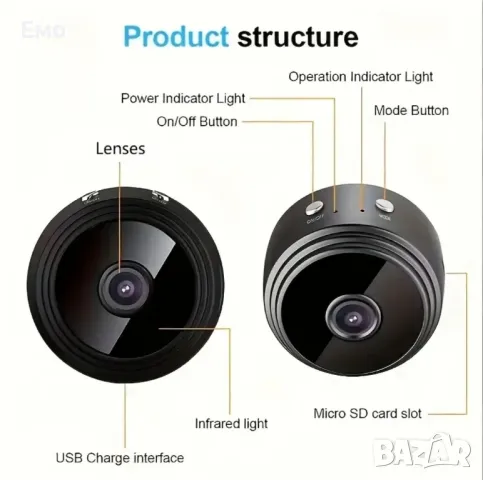 Мини камера - A9, снимка 4 - HD камери - 48581715