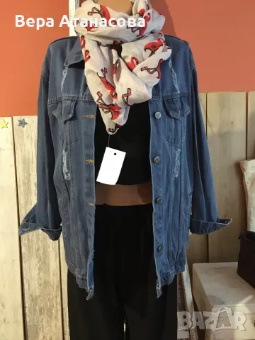 💙💄💙 Дънково яке с лек накъсан ефект🥼 м размер👟, снимка 2 - Якета - 47500279