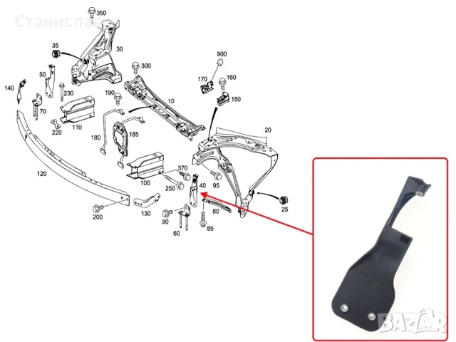 Щипка за захващане на фар Mercedes GLK X204, снимка 4 - Части - 50645309