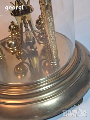 немски настолен часовник Hermle със стъклен похлупак , снимка 6 - Антикварни и старинни предмети - 53377294