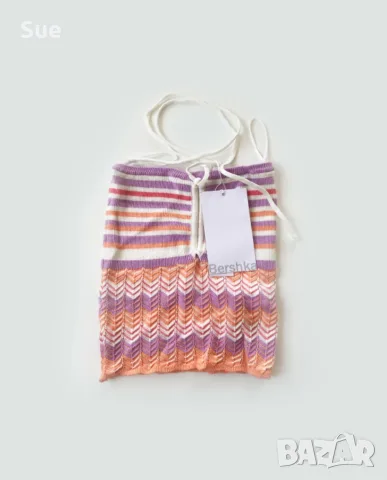 Bershka дамски плетен топ XS, розов и лилав
