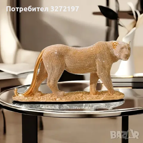 Елегантна Златна Статуя на Гепард, снимка 5 - Статуетки - 48257841