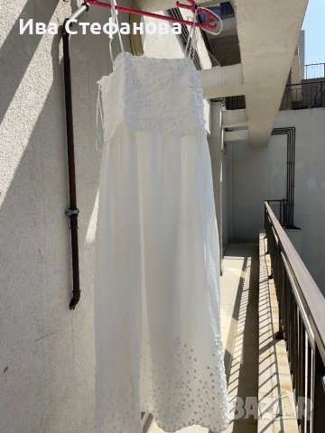 Нова бяла лятна парти коктейлна  елегантна дълга рокля декорация 3D 3Д  Reserved памук полиестер , снимка 3 - Рокли - 41550359
