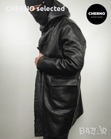 Мъжко дълго шерпа яке • палто тип дъфъл от изкуствена кожа CINQUE Faux Leather Dufflecoat - L , снимка 2 - Якета - 53670123