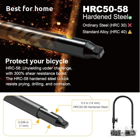 Заключване за велосипед Via Velo Здравословно заключване за велосипед с U-образна скоба и кабел, снимка 9 - Аксесоари за велосипеди - 53854746