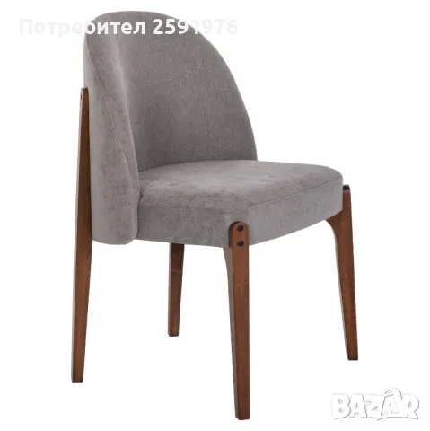 Трапезен стол HM9744.01, Каучуково дърво, Сива дамакса, 57x55x86Hcm., снимка 1