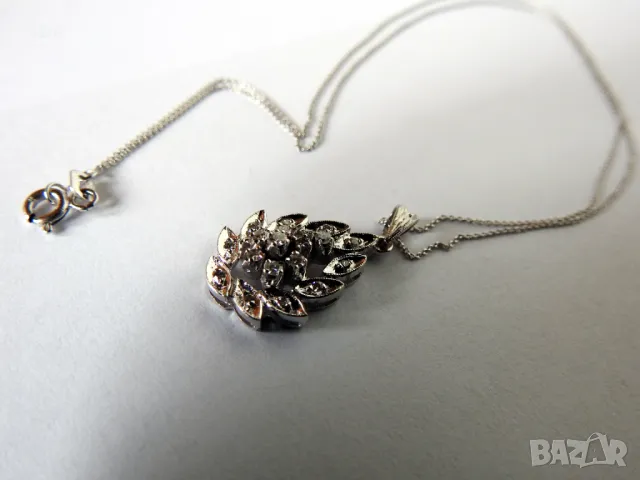 Златно колие с диаманти, снимка 3 - Колиета, медальони, синджири - 48890586