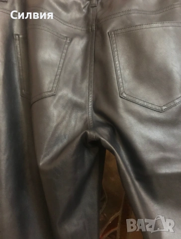 НОВ дамски лъскав кожен панталон "Hugo Boss" / "Хюго Бос" от истинска естествена кожа, размер L, снимка 3 - Панталони - 53205609