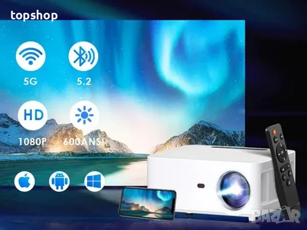 НОВ проектор FunFlix 828E проектор, 600 ANSI, собствен 1080P, LCD, HDMI, USB, AV, 15000 лумена..., снимка 6 - Плейъри, домашно кино, прожектори - 50529462