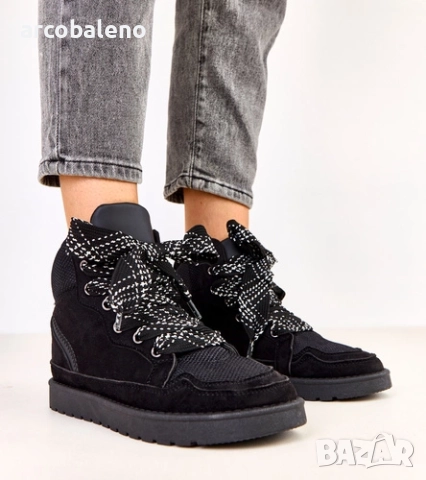 Дамски високи маратонки с дебели връзки от Klevis, снимка 3 - Маратонки - 52425560