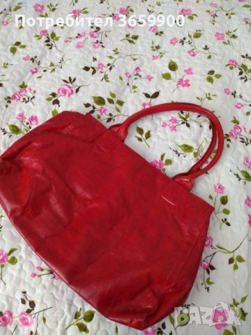 Червена чанта от естествена кожа , снимка 7 - Чанти - 41726843