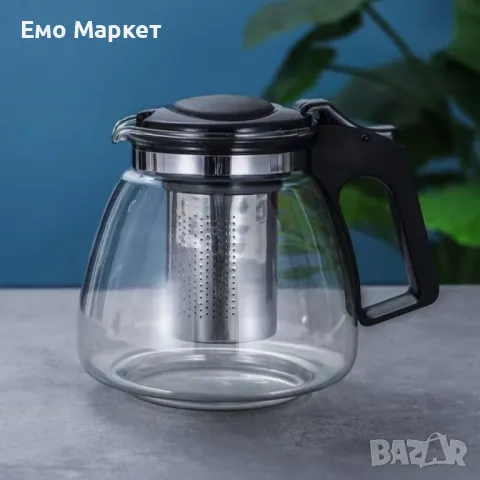 Термоустойчив стъклен чайник със супер здрава и издръжлива дръжка - 1100 мл, снимка 2 - Други - 48888671