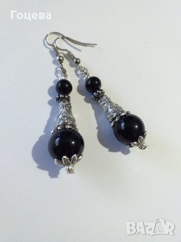 Красив комплект бижута с черен порцелан и прекрасни орнаменти в цвят Сребро , снимка 5 - Бижутерийни комплекти - 35745407