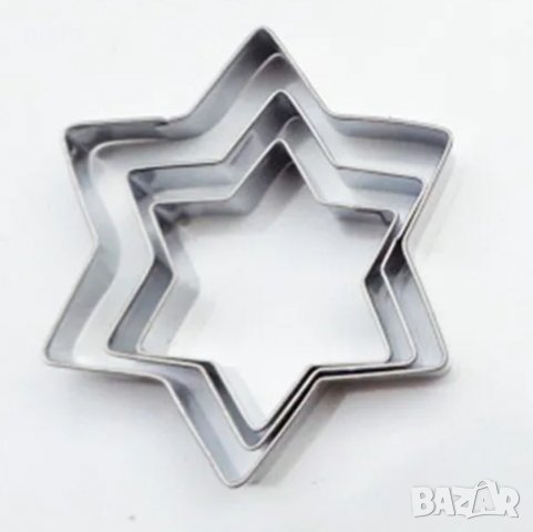 3 размера звезда звезди метални форми форма резци резец за фондан тесто бисквитки декор торта, снимка 1 - Форми - 39629713