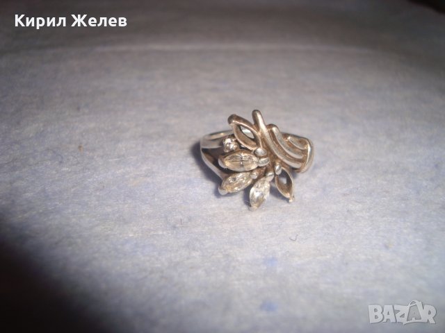 СТАР СРЕБЪРЕН ФЛОРАЛЕН АРТ ПРЪСТЕН СРЕБРО 925 с ЦИРКОНИ 25971, снимка 12 - Пръстени - 35974403
