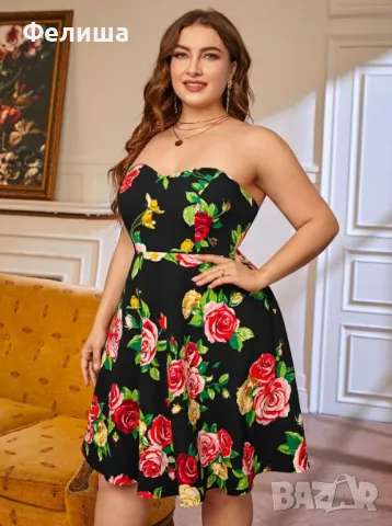 Макси Прекрасна Цветна Рокля с Рози Силно Изразени Цветове , снимка 4 - Рокли - 50125254