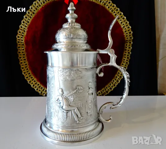 Халба от калай Lindenwirtin,семейство,калаена сватба. 