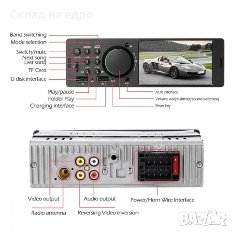 2022 Мултимедия за Кола 1DIN авто радио bluetooth мп3 dvd  cd sony usb, снимка 10 - Аксесоари и консумативи - 36152960