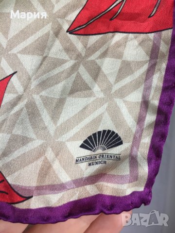 Копринен Дамски Шал Дамски малък аксесоар 100 % Коприна , снимка 5 - Шалове - 41876660