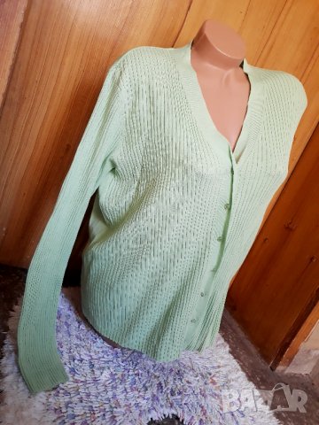 Светло зелена рипсена блуза тип жилетка с копчета Л/ХЛ, снимка 2 - Жилетки - 34627628