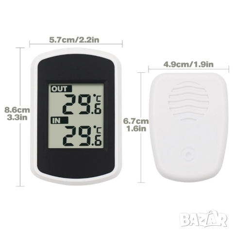LCD безжичен термометър за измерване на вътрешна и външна температура, снимка 5 - Други стоки за дома - 52360773