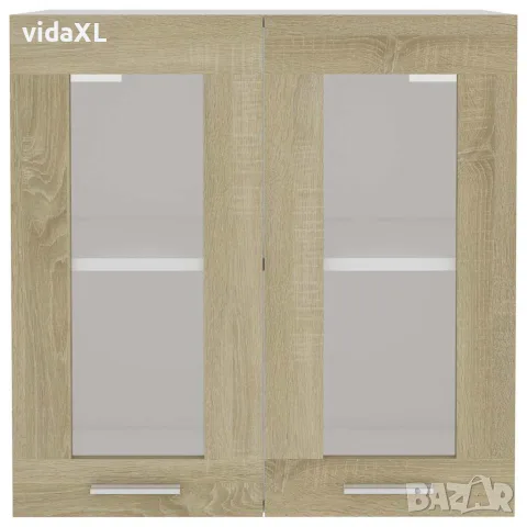 vidaXL Висящ стъклен шкаф "Lyon", дъб сонома, 60x31x60 см, инженерно дърво, снимка 6 - Шкафове - 56147726