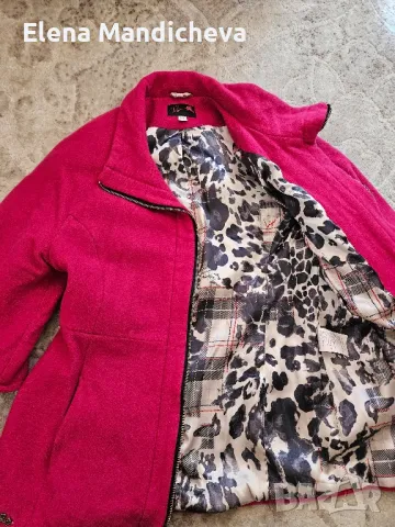 Малиново розово яке палто сако зимно сиво двоен Ръкав с подплата и подплънки българско топло стилно, снимка 9 - Якета - 48853961