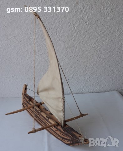Дървена лодка с платна за декорация, морски декор, модел, макет, кораб, кръстоносец, снимка 3 - Други - 40920601