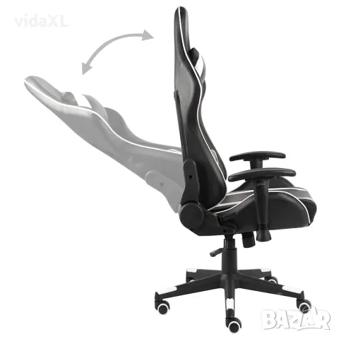 vidaXL Въртящ геймърски стол, бял, PVC, снимка 4 - Работни маси и бюра - 56146302