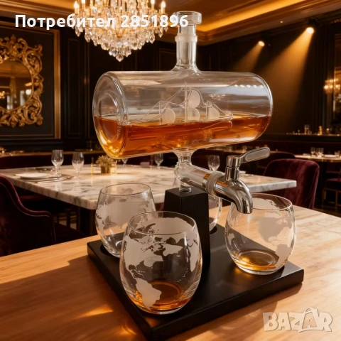 ДЕКАЕР С ЧАШИ ЗА УИСКИ<ВИнО,РАКИЯ