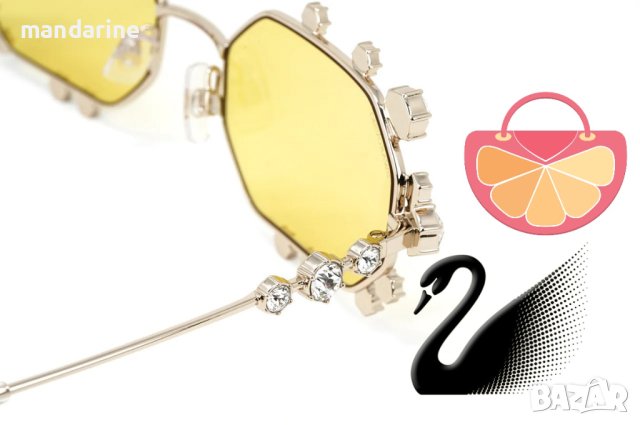 SWAROVSKI 🍊 Дамски метални слънчеви очила "GOLD & YELLOW BIG CRYSTALS" нови с кутия, снимка 2 - Слънчеви и диоптрични очила - 40850022