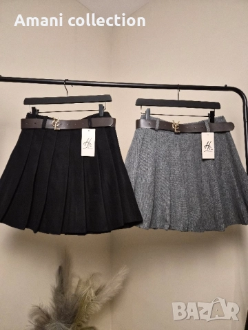 Плисирана пола от вълна с коланче, снимка 8 - Поли - 52308019