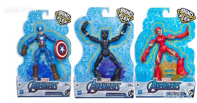 Разтягаща фигурка IRON MAN/Black Panter/CAPTAIN AMERICA  Bend & Flex/  MARVEL AVENGERS /Hasbro-15 cm