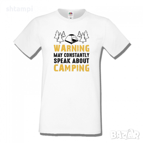 Мъжка тениска Warning May Constantly Speak About Camping,Къмпинг,Планина,Изненада,Подарък,Поход,Връх, снимка 2 - Тениски - 36355277