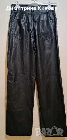 черен кожен панталон Bershka , снимка 4 - Панталони - 56358268