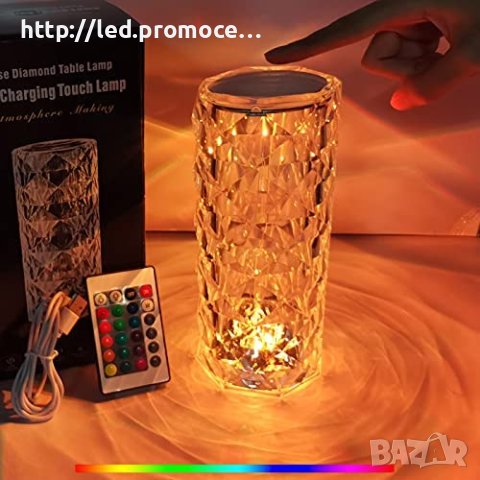 Кристална RGB лампа с дистанционно, 6 вида яркост, Вградена батерия от 2000mAh, снимка 3 - Настолни лампи - 41505524