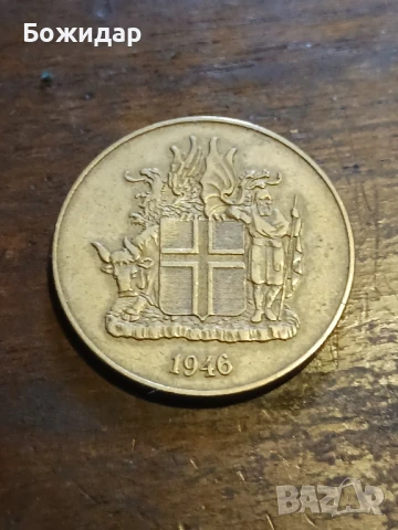 2 Крони .1946г. Исландия., снимка 2 - Нумизматика и бонистика - 51087225