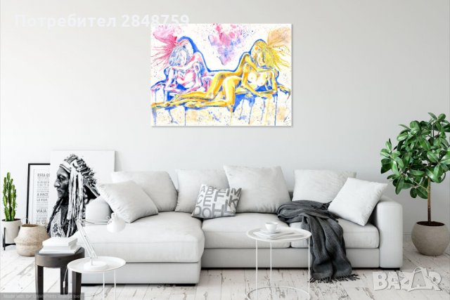 Оригинална Картина, Акварел 76/56 см , снимка 2 - Картини - 34471232