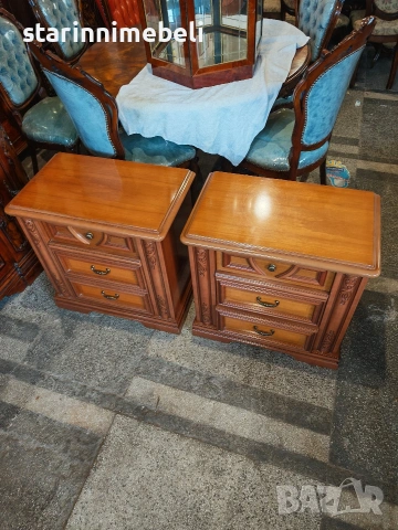 Чифт масивни нощни шкафчета , снимка 9 - Шкафове - 53672652
