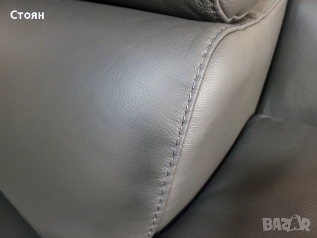 Италиански сив кожен фотьойл Ancona, снимка 3 - Дивани и мека мебел - 53716476