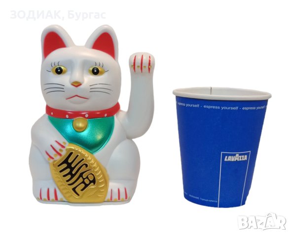 Японска котка за късмет МАНЕКИ НЕКО - 13 см, бяла, снимка 2 - Декорация за дома - 27496097