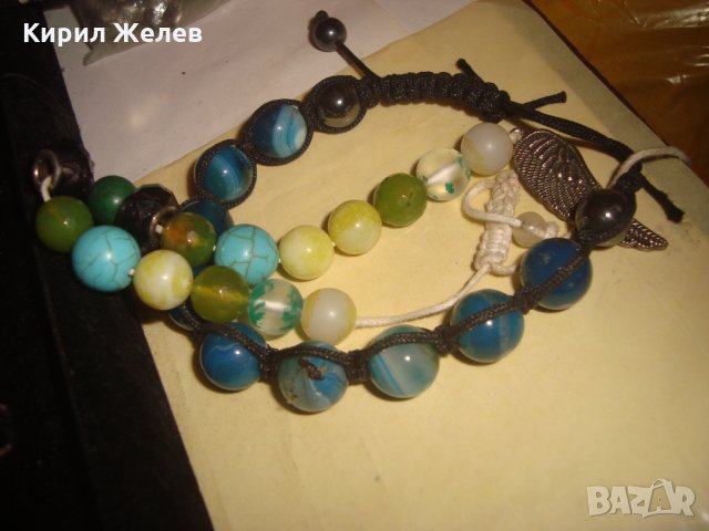 2 СКЪПОЦЕННИ ГРИВНИ НЕФРИТ ТЮРКОАЗ ЛАЗУРИТ ЯСПИС КРИСТАЛ ХЕНД МЕЙД АРТ ИЗРАБОТКА 24740, снимка 4 - Гривни - 34485825