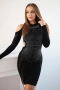 Дамска черна плетена рокля с изрези на талията и раменете, снимка 2