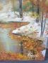 Деница Гарелова 40x30см/малка българска картина масло върху платно/горски пейзаж/есен-зима, снимка 5