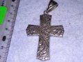 ПОСРЕБРЕН ФЛОРАЛНО ОРНАМЕНТИРАН с НИЕЛО ЕФЕКТ НАГРЪДЕН РЕТРО АРТ КРЪСТ от БЛАГОРОДНА СТОМАНА 37995, снимка 10